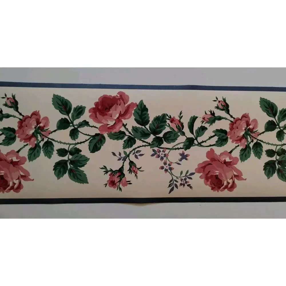 Chapters Wallcovering Pre-pasted Wall Border - Pink Blue Green Flowers - 5 yds